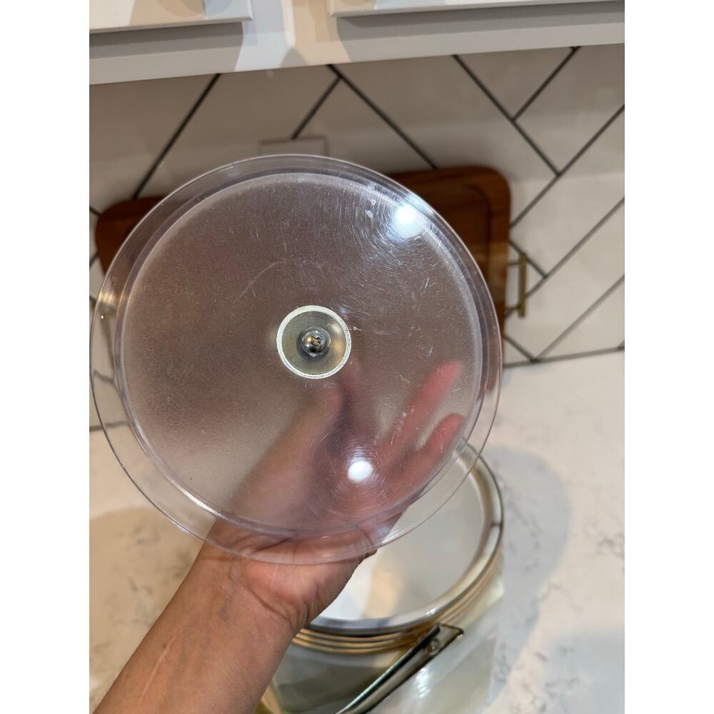 vintage mid-century modern insulated ice bucket faux-marble vinyl outer finish - Picture 10 of 15